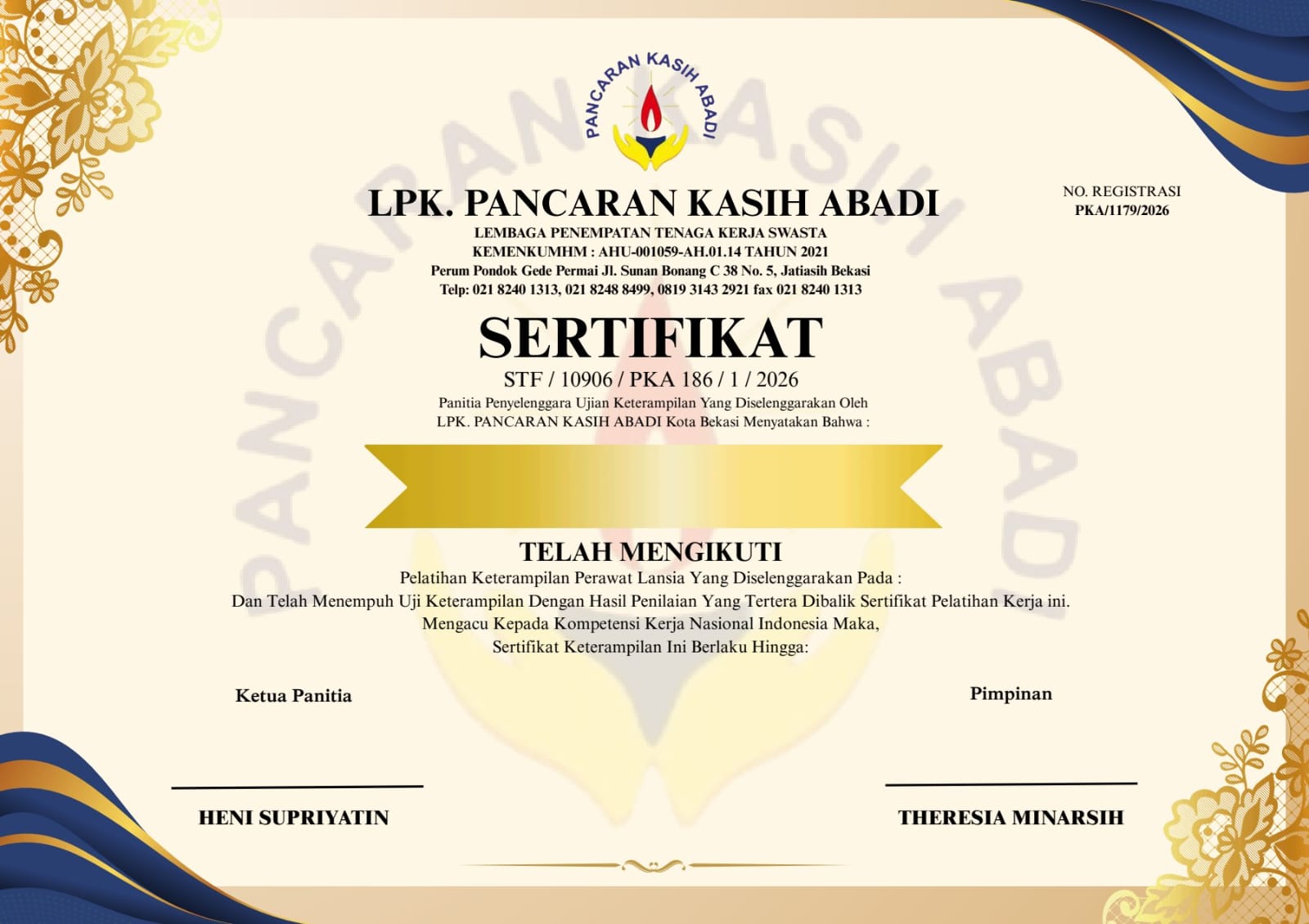 Sertifikat Pelatihan Profesional